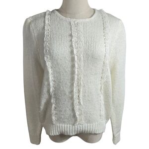 Shenanigans Vintage Off White Beaded And Lace Sweater
